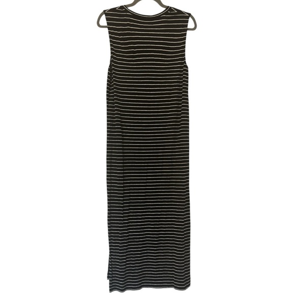 Madewell Black and Gray Striped Tee Shirt Slit Maxi Dress Size Extra Small - Picture 7 of 7